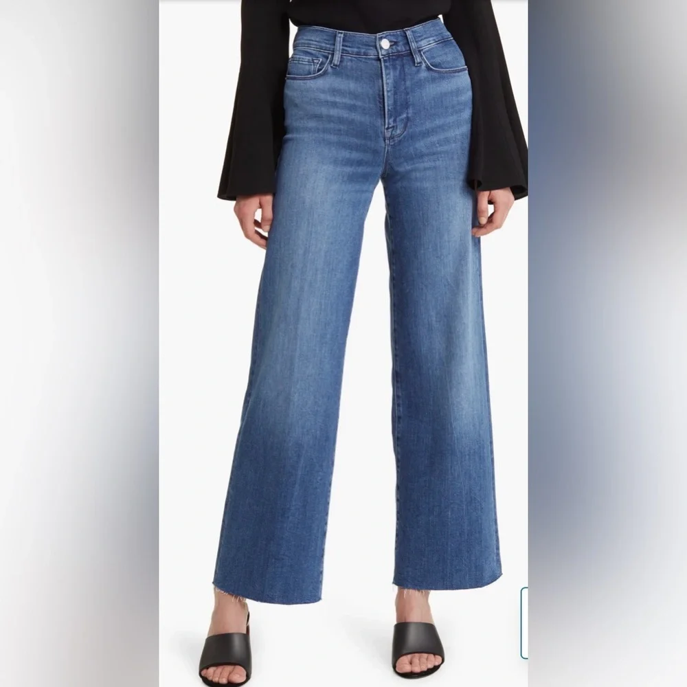 New with tags Frame Le Palazzo wide leg high rise raw hem in color Crossing - Picture 2 of 8